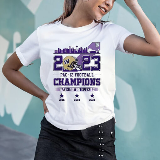 Washington Huskies 2023 Pac 12 Football Champions T-Shirtt