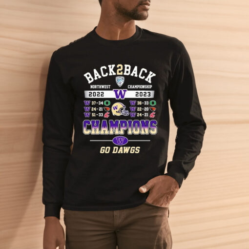 Washington Huskies Back 2 Back Pac-12 Champions Go Dawgs Shirt