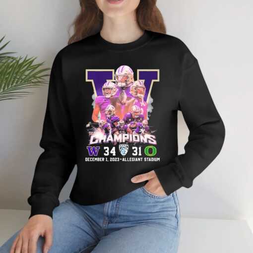 Washington Huskies Pac-12 Champions 34-31 Oregon December 1, 2023 T-Shirts