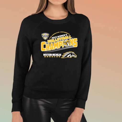 Western Michigan Broncos Brown MAC 2023 Women’s Volleyball Tournament Champions T-Shirt