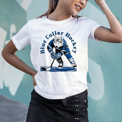 Wolf Blue Collar Hockey T-Shirtt