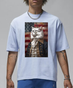 Cat Napoleon Wearing Glasses America Flag T-shirt1