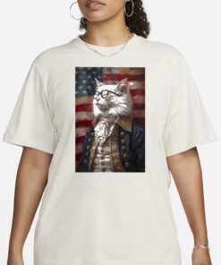 Cat Napoleon Wearing Glasses America Flag T-shirt3