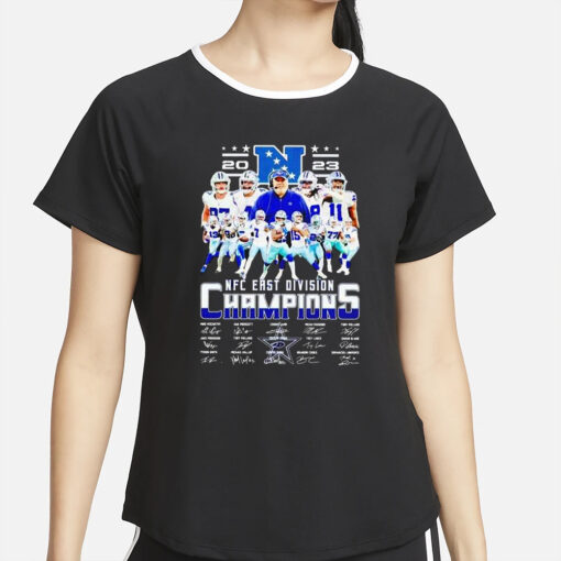 Cowboys 2023 NFC East Division Champions Signatures T-Shirt4