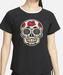 Funny Skull Skeleton Flower T-Shirt2