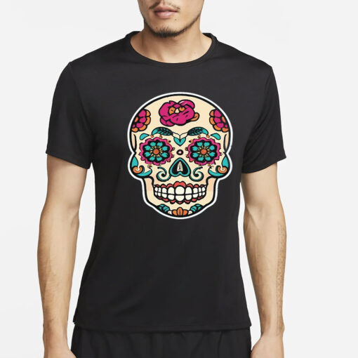 Funny Skull Skeleton Flower T-Shirt4