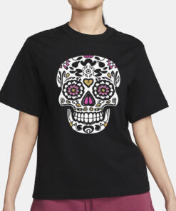 Skull Skeleton Flower Funny T-Shirt3