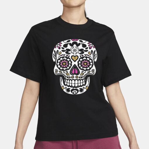 Skull Skeleton Flower Funny T-Shirt3