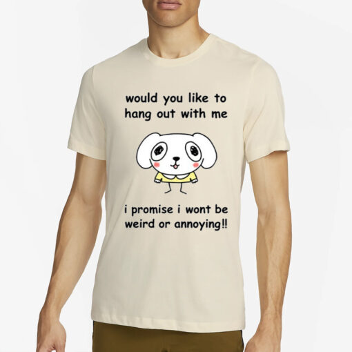 Stinkykatie Would You Like To Hang Out With Me I Promise I Wont Be Weird Or Annoying T-Shirt2