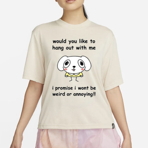 Stinkykatie Would You Like To Hang Out With Me I Promise I Wont Be Weird Or Annoying T-Shirt4