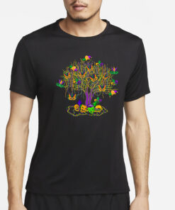 Watercolor Mardi Gras Bead Tree T-Shirt2