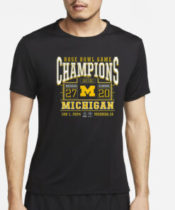 Wolverines College Football Playoff 2024 Rose Bowl Champions Score T-Shirt4