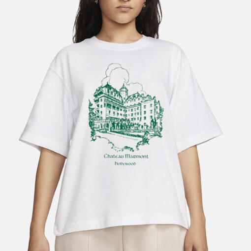 Chateau Marmont Hollywood White with Green T-Shirt