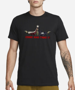 Come And Take It Razor Wire Texas Flag Skull With Gun T-Shirt1