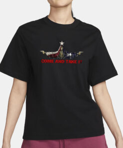 Come And Take It Razor Wire Texas Flag Skull With Gun T-Shirt3