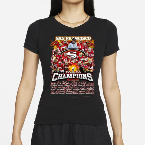 SF 49ers 2024 Super Bowl LVIII Champions Signature T-Shirt