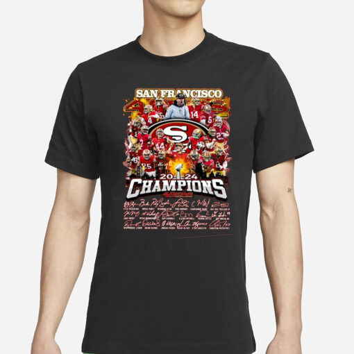 SF 49ers 2024 Super Bowl LVIII Champions Signature T-Shirts