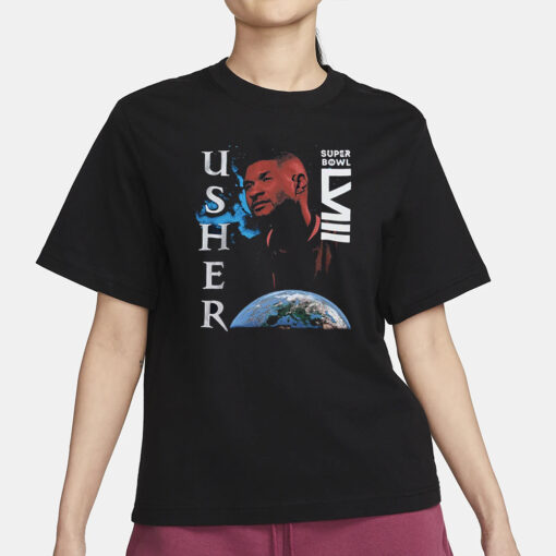 Usher Super Bowl Lviii Collection Mitchell Ness Worldwide T-Shirt1.