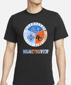 Vancouver Sports Teams Canucks Bc Lions Whitecaps Fc Circle Logo T-ShirtS