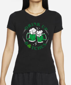 Women’S Drink Up Btches St Patrick’s Day Print Casual T-Shirt