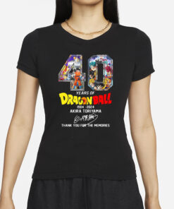 40 Years Of Dragon Ball 1984 2024 Akira Toriyama Signature Thank You For The Memories T-Shirt