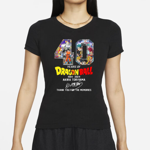 40 Years Of Dragon Ball 1984 2024 Akira Toriyama Signature Thank You For The Memories T-Shirt