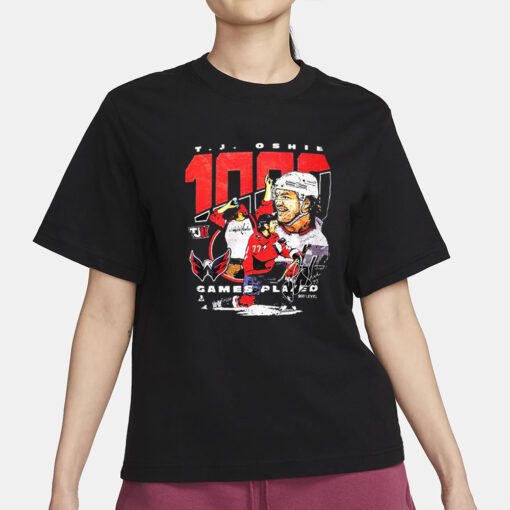 Tj Oshie 1000 Game Players T-Shirt1