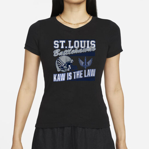 ST. LOUIS BATTLEHAWKS RETRO KAW IS THE LAW T-SHIRTS