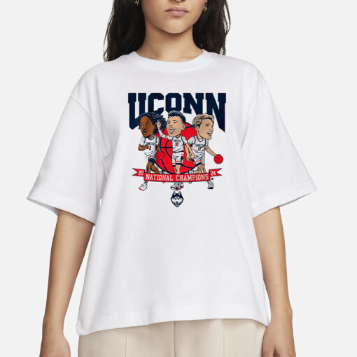 UCONN MEN'S BASKETBALL 2024 NATIONAL CHAMPIONS CARICATURES T-SHIRT