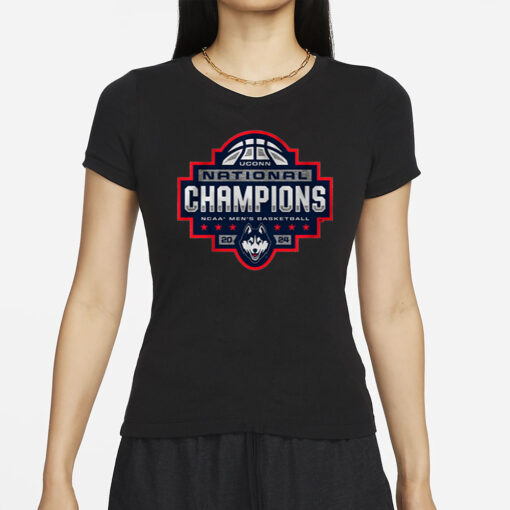 UCONN MEN'S BASKETBALL 2024 NATIONAL CHAMPIONS LOGO T-SHIRTS