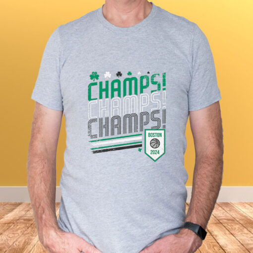 BOSTON BASKETBALL CHAMPS CHAMPS CHAMPS T-SHIRT3