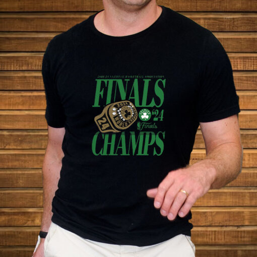 Boston Celtics Fanatics 2024 Nba Finals Champions Ball Screen Ring T-Shirt4