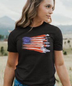 Sci-fi Rebels Spaceship And America Flag T-Shirt3