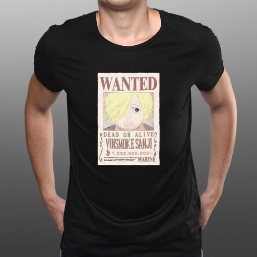 Vinsmoke Sanji Wanted Poster Dead Or Alive 2024 T-Shirt1